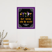 Halloween Cocktails Purple Damask Party Sign Poster (Keuken)