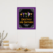 Halloween Cocktails Purple Damask Party Sign Poster (Keuken)