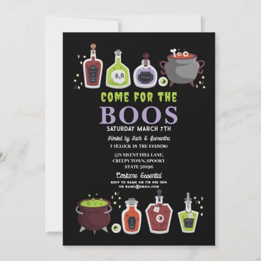 Halloween Cocktails Skulls Booze Boos Kaart (Voorkant)