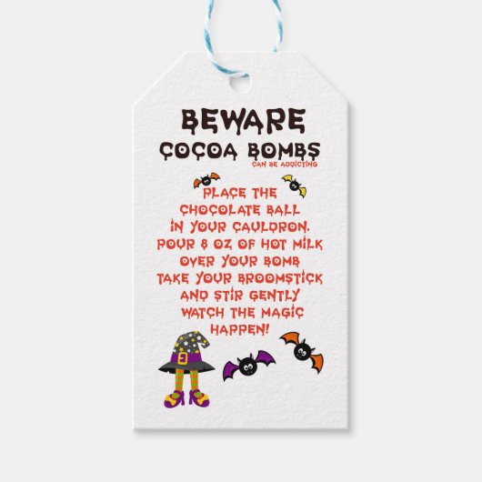HALLOWEEN COCOA BOMB DIRECTIONS GIFT LABELS CADEAULABEL (Voorkant)