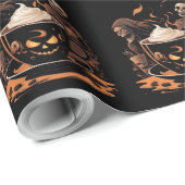 Halloween Coffee Art – Spooky Latte with Skeletons Cadeaupapier (Rol Hoek)