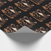 Halloween Coffee Art – Spooky Latte with Skeletons Cadeaupapier (Hoek)