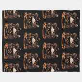 Halloween Coffee Art – Spooky Latte with Skeletons Fleece Deken (Voorkant (Horizontaal))