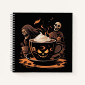 Halloween Coffee Art – Spooky Latte with Skeletons Notitieboek (Voorkant)