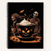 Halloween Coffee Art – Spooky Latte with Skeletons Notitieboek (Voorkant)