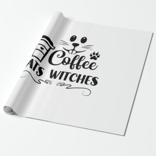 Halloween Coffee Cats Witches Birthday Cadeaupapier