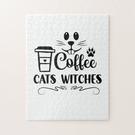 Halloween Coffee Cats Witches Birthday Legpuzzel (Verticaal)