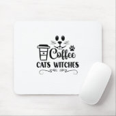 Halloween Coffee Cats Witches Birthday Muismat (Met muis)