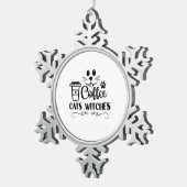 Halloween Coffee Cats Witches Birthday Tin Sneeuwvlok Ornament (Rechts)