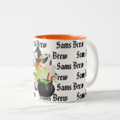Halloween Coffee Mok-Aangepaste naam Witch Brew Tweekleurige Koffiemok (Voorkant rechts)