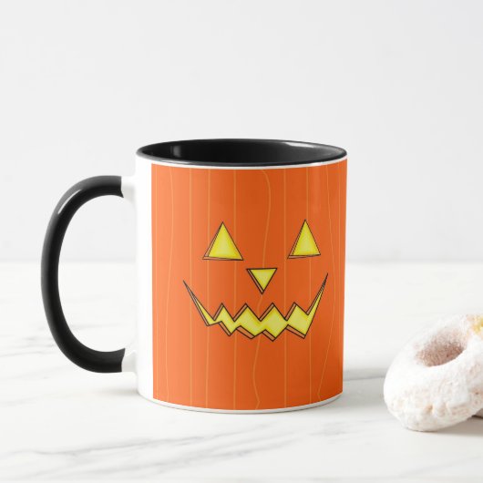 Halloween Coffee Mok met Jack-o-Lantern gezicht (Met donut)