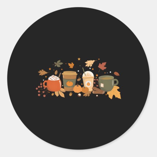 Halloween Coffee Pumpkin Latte Spice Coffee Love F Ronde Sticker (Voorkant)