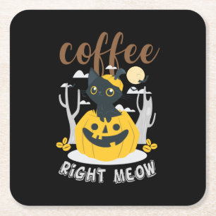 Halloween Coffee Right Meow Birthday Kartonnen Onderzetters