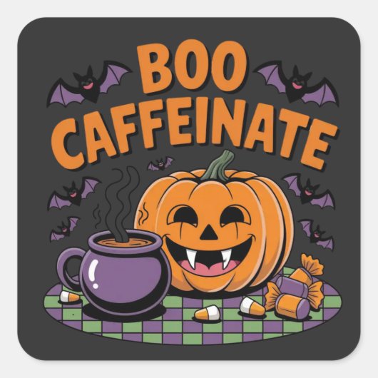 Halloween Coffee Vibes Sticker (Voorkant)