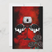 Halloween Coffin en Bat Wings Red Black Weddenscha Kaart (Achterkant)