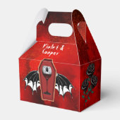Halloween Coffin en Bat Wings Red Black Wedding Bedankdoosjes (Voorkant Zijde)