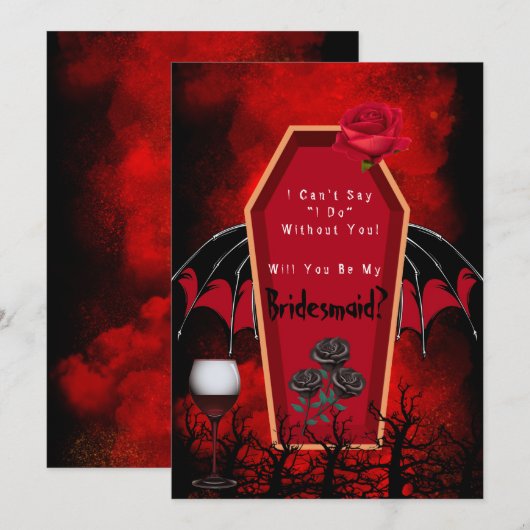Halloween Coffin Wings zal jij mijn Bridesmaid zij Kaart (Voorkant / Achterkant)
