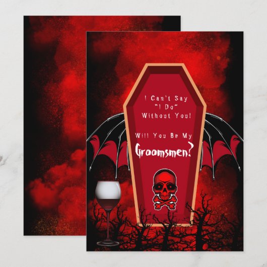 Halloween Coffin Wings zal jij mijn groomsmen zijn Kaart (Voorkant / Achterkant)