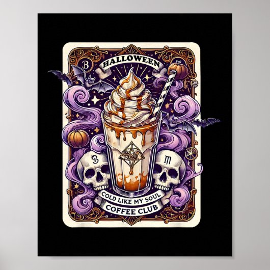 Halloween Cold Like My Soul Coffee Club Tarot Kaar Poster (Voorkant)