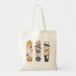 Halloween Collage - Pompoen, Geesten, Heks, Kat - Tote Bag