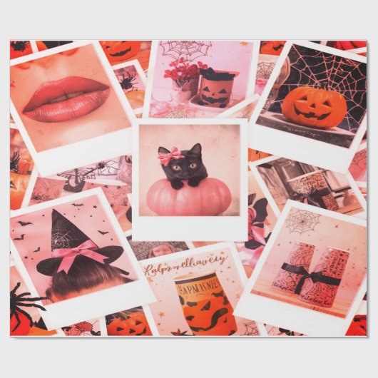 Halloween Collage Soft Vrouwelijk Cadeaupapier (Vlak)