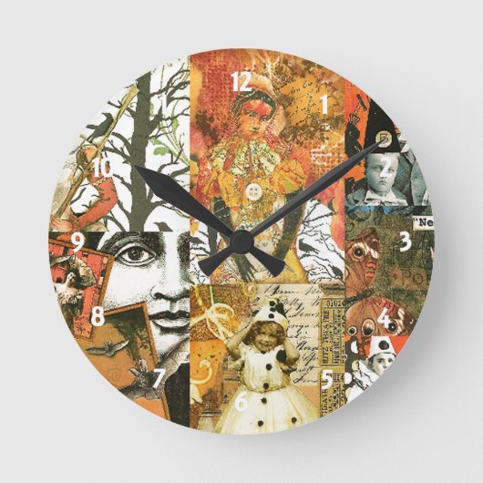  Halloween-collage-wandklok Ronde Klok (Voorkant)