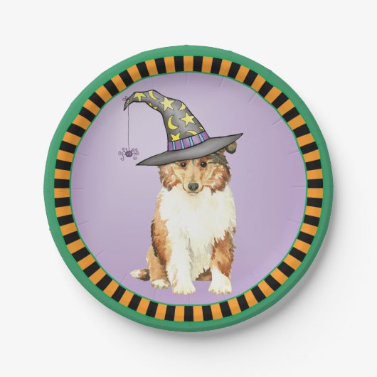 Halloween Collie Papieren Bordje (Voorkant)