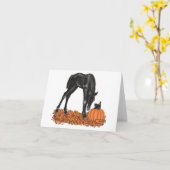 Halloween Colt Kitten Pumpkin Fall Leaves Kaart (Gele Bloem)