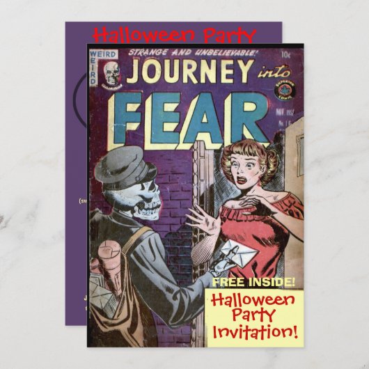 Halloween Comic Invitation Kaart (Voorkant / Achterkant)