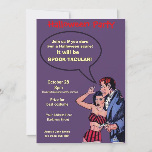 Halloween Comic Strip Funny Invitation Kaart (Achterkant)