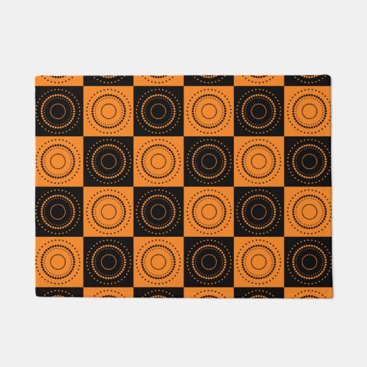 Halloween Concentric Sinaasappel and Black Polka D Deurmat (Voorkant)
