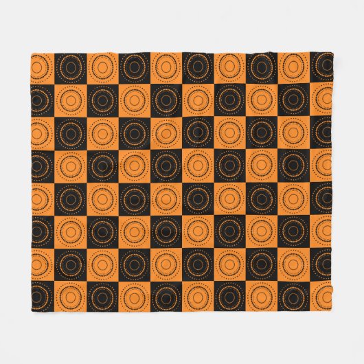 Halloween Concentric Sinaasappel and Black Polka D Fleece Deken (Voorkant (Horizontaal))