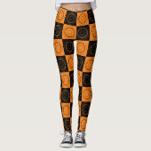 Halloween Concentric Sinaasappel and Black Polka D Leggings (Voorkant)