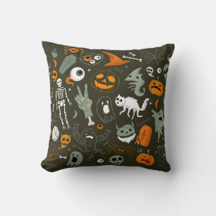 Halloween-concept-illustratie met teken en symb o kussen
