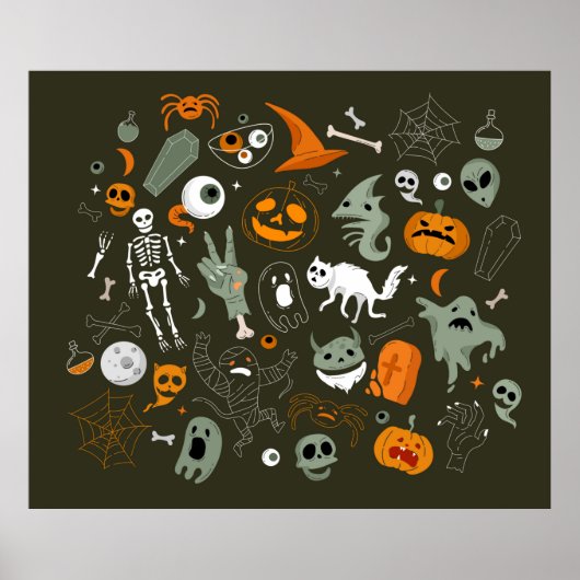 Halloween-concept-illustratie met teken en symb o poster (Voorkant)