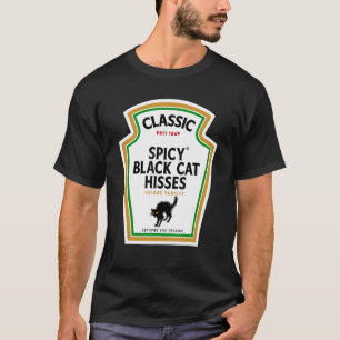 Halloween Condimentfles Pittige Zwarte Kat Sist T-shirt