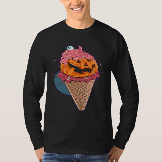 Halloween cones Pumpkin Worms icecream T-shirt (Voorkant)