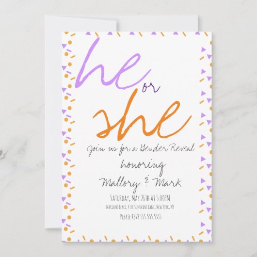 Halloween Confetti Gender onthulling Uitnodiging (Voorkant)