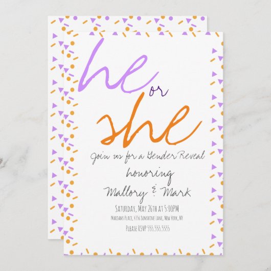 Halloween Confetti Gender onthulling Uitnodiging (Voorkant / Achterkant)