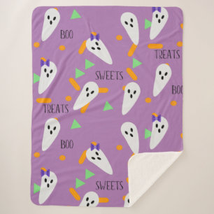 Halloween Confetti Sprinkles Ghost Trees Sherpa Deken