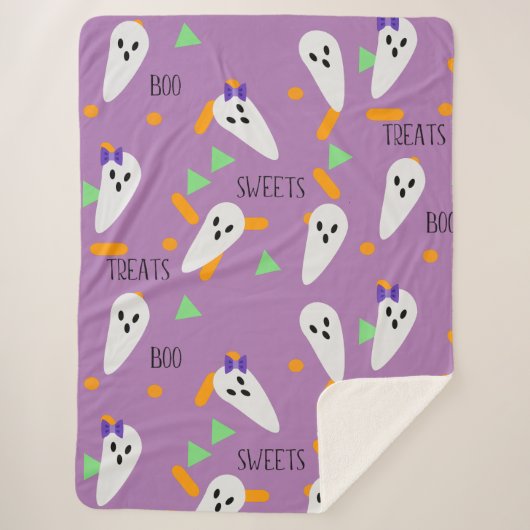 Halloween Confetti Sprinkles Ghost Trees Sherpa Deken (Voorkant)