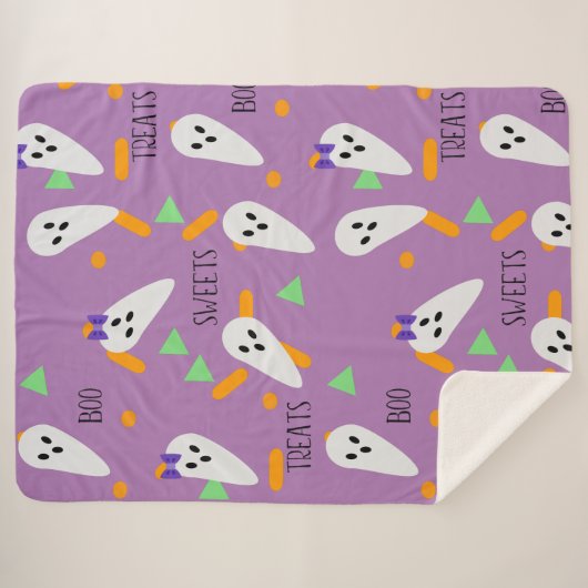 Halloween Confetti Sprinkles Ghost Trees Sherpa Deken (Voorkant (horizontaal))