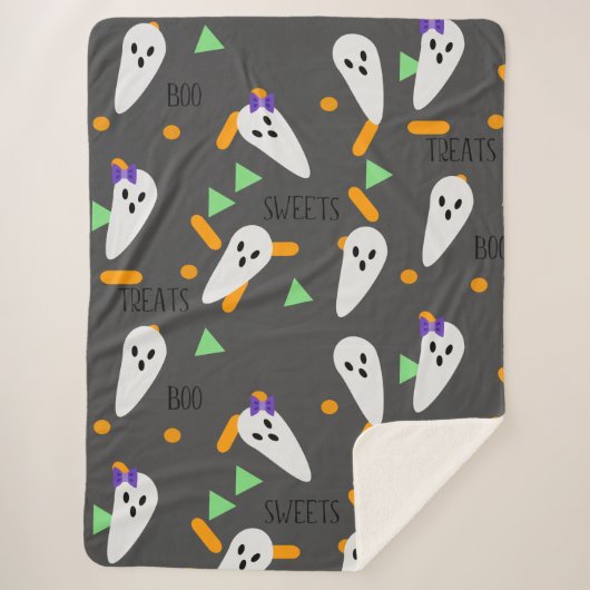Halloween Confetti Sprinkles Ghost Trees Sherpa Deken (Voorkant)