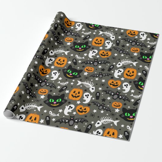 Halloween Confetti Wrapping Paper Cadeaupapier (Uitgerold)