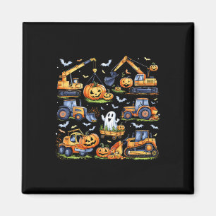 Halloween Construction Vehicle Crane Truck Pumpkin Magneet