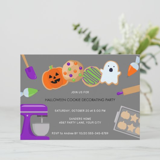 HALLOWEEN COOKIE DECORATIE PARTY UITNODIGING (Staand voorkant)