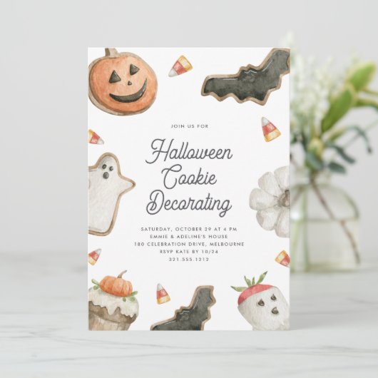 Halloween Cookie Decorating Party Kaart (Staand voorkant)