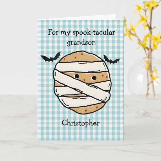 Halloween Cookie Mummy Maze Grandson Kaart (Gele Bloem)