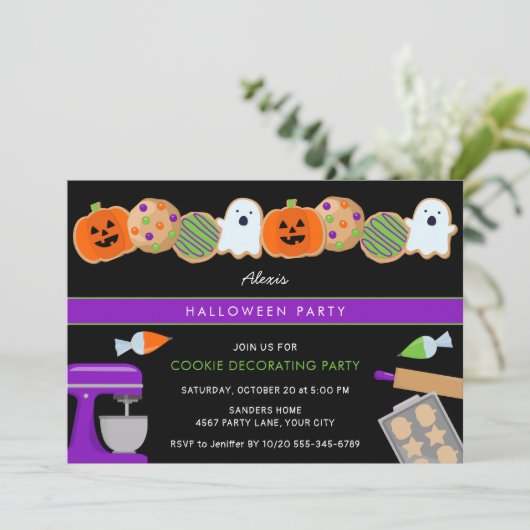 HALLOWEEN COOKIE PARTY UITNODIGING (Staand voorkant)