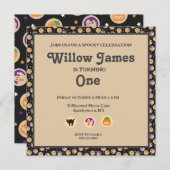 Halloween Cookie Verjaardagsfeestuitnodiging Notitiekaartje (Voorkant / Achterkant)